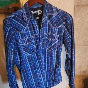 Wrangler 20X Blue and Red Plaid Shirt